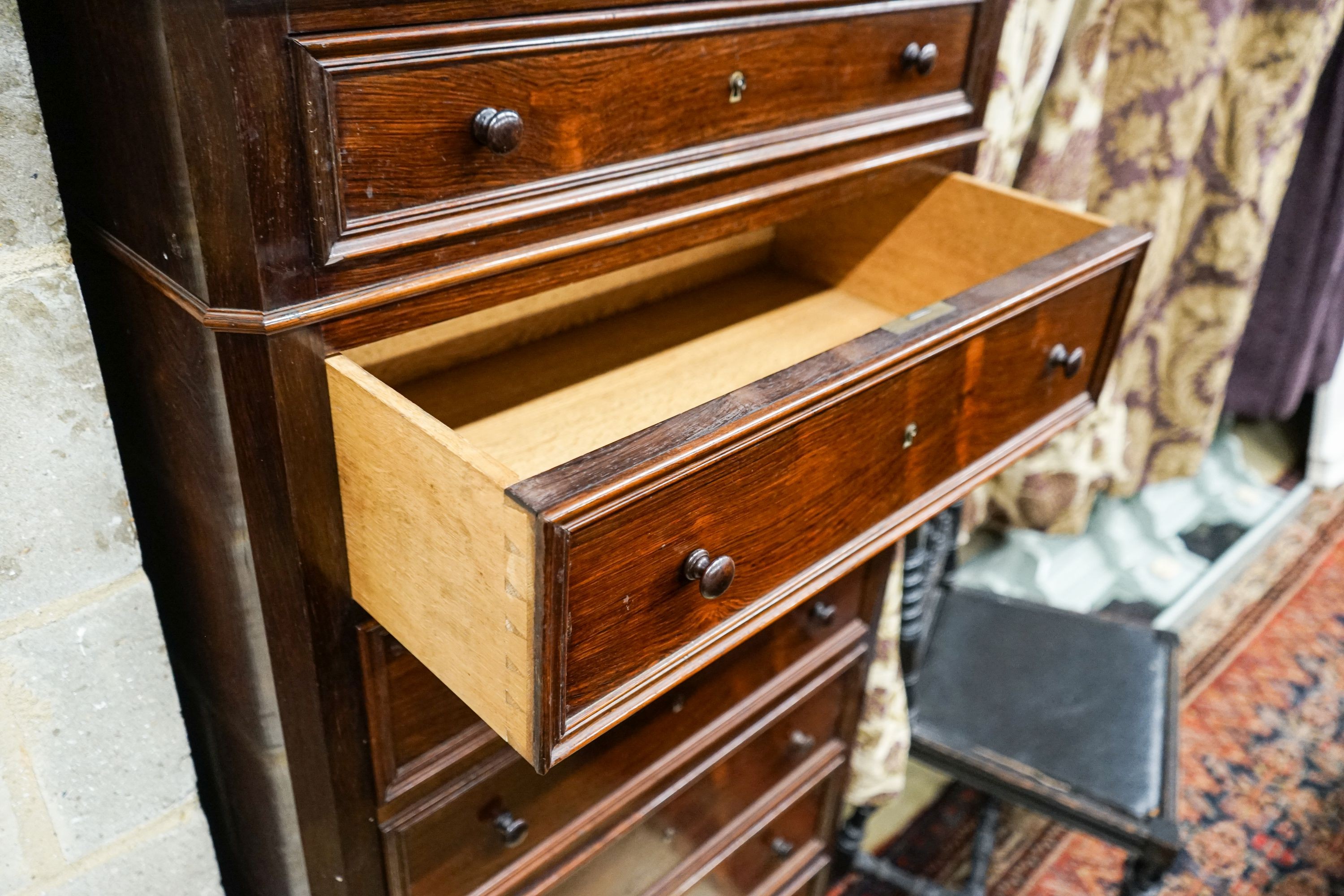 A 19th century French rosewood tall secretaire chest, width 80cm, depth 44cm, height 156cm